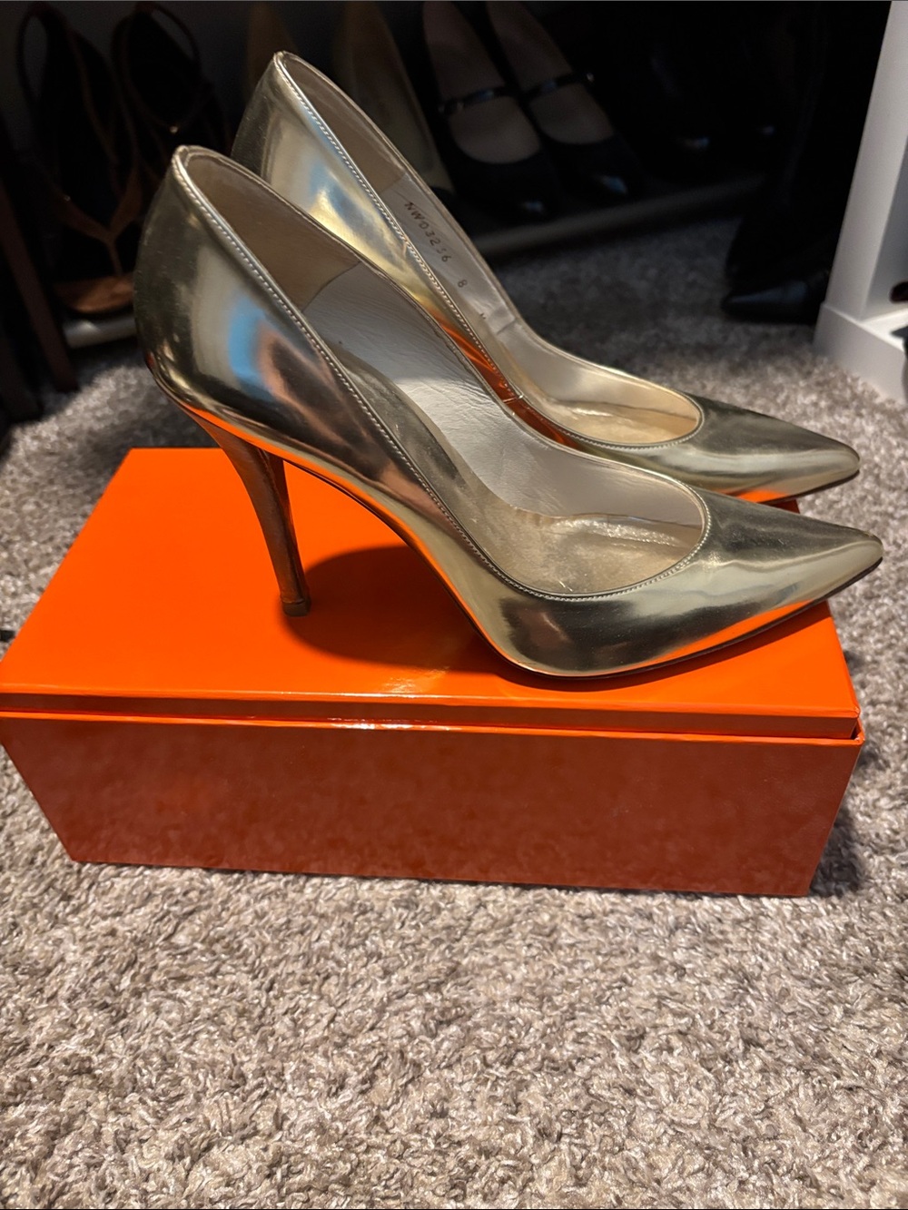 Stuart Weitzman Metallic Gold Pointed Toe Pumps